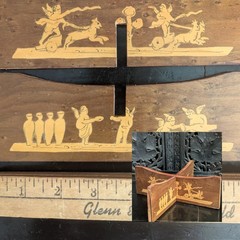Vtg Marquetry Inlay Wooden Stand Greco Roman Mythology Art Display Base Cherub