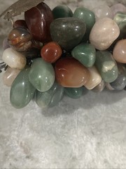 Stone Grape Cluster Leaf Polished Rose Quartz Jade Agate Multicolor VTG 6.50” In