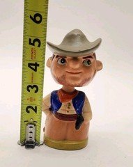 Vintage Bobblehead Cowboy Pincushion W/ Built-in Tape Measure Japan
