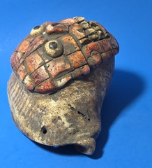 PRE-COLUMBIAN AZTEC FUNERARY OFFERING SNAIL PENDANT WITH SPONDYLUS, BONE INLAY