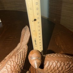 Pair of 2 Old Vintage CAST IRON METAL BIRD Birds Statue Figure – Brown Bookends