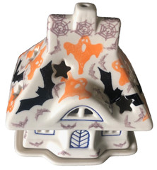 Polish Pottery Black Goth House Lantern Spiders Bats Gothic Decor