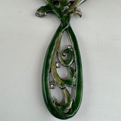 Art Nouveau Style Handheld Magnifying Glass Floral Rhinestone Enamel Rose Decor