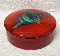 🔶️RETRO VINTAGE SPACE AGE POOLE POTTERY VOLCANO LIDDED BOWL MOD MCM POP ATOMIC