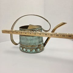 VTG Metal Copper Watering Can Decor Green Verdigris Teal Patina 0.5 Gal 12″