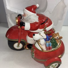 Vintage Fitz And Floyd Santa Motorcycle Cookie Jar In Styrofoam Great Condi