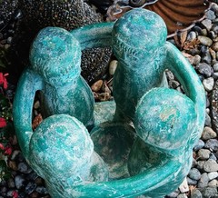 TABLE vtg circle of friends mayan aztec mexican candle garden sculpture western
