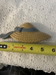 Vintage Home Interiors Burwood Blue Ribbon Bonnet Straw Hats Wall Decor Lot Of 4