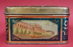 Ukraine SUPREME SOVIET Kiev City Landmarks CANDY TIN BOX 1950s BIG USSR Prop Art