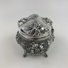 Vintage J.B. Signifies The Best Art Nouveau Silver plate Floral Trinket Box