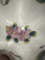 Vintage Unbranded Violet 3 Footed Candy Nut Dish Gold-Copper Tone Rim And Feet