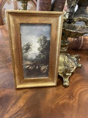 Vtg Italian Florentine Gold Gilt Framed European Landscape Print Art 4×6″
