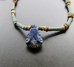 NILE Ancient Egyptian Lotus Amulet Mummy Bead Necklace ca 600 BC