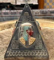 Ancient Egyptian Antiques Statue of Egyptian Pyramid & Pharaonic Hieroglyphs BC