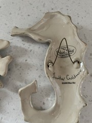 2000 Blue Sky Clay Works SEA HORSE & Fish Kissy Face Wall Art Heather Goldminc
