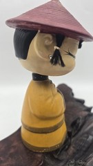 Vintage 1950’s CDGC Asian Female Bobblehead Red Hat Yellow Cloting Japan *read