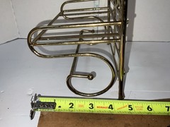 SET 2 Home Interiors Gold Wire Wall Shelf Glass Insert 9”X5”X7” Hollywood NOS