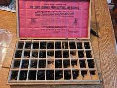 Willson’s Gummed Paper Letters in Wood Handy Box Broadway NY