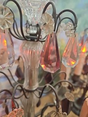 #5283 A Rare Pair Of Brass and Crystal￼ Candelabra Lamp 1800’S “WORKING”