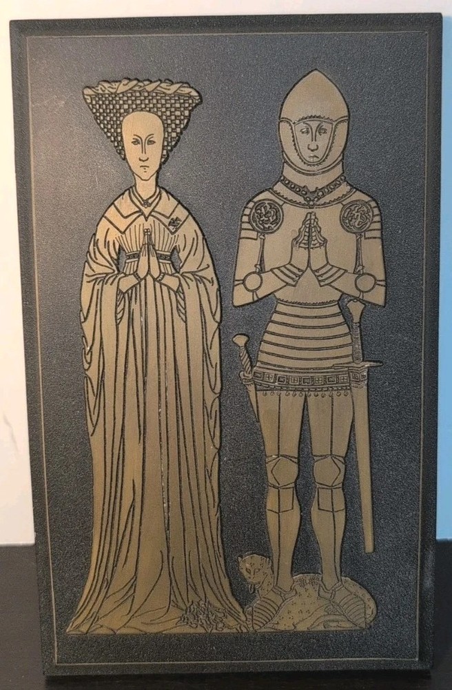 Medieval Tomb Brass Rubbing Jay Peryent & Wife Digswell, Hertfordshire,England