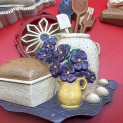 Vintage 3 pc Set Home Interiors 3-D Country Kitchen Decor Wall Plaques
