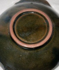 Vintage 😊 Redware Pottery Unbranded Fish Trinket Dish Brown & Aqua Glaze