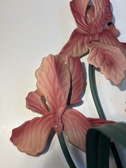 Vintage Toleware Metal Iris Pair