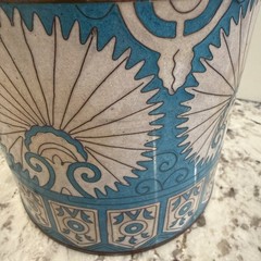 Fabienne Jouvin Paris Cloisonné Enamel Copper Tea Canister Lidded Jar 7” Signed