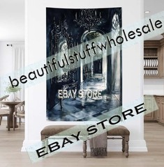 Gothic Hallway Wall Hanging Tapestry Dark Arches 39X59 in