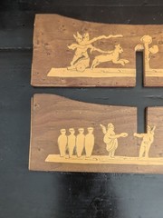 Vtg Marquetry Inlay Wooden Stand Greco Roman Mythology Art Display Base Cherub