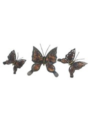 3 Vintage Home Interior Metal Brass Copper Tin Butterflies Wall Decor