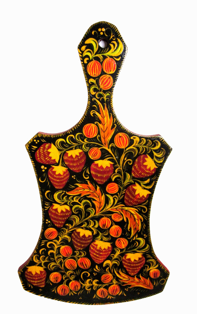 Hand Painted Folk Art Decorative Wooden Board Tole Strawberries 15″ x 8 1/2″