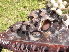 RARE ANTIQUE CARVED SOAPSTONE GRAPES & LEAVES DETAIL = (Watch The Video )