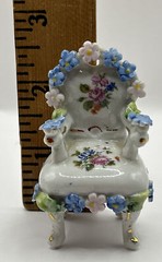 German ELFINWARE Porcelain Furniture, 6 pcs set, Hand painted, Gilded – MINT
