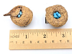 MARJOLEIN BASTIN Hallmark Bird Nest Clip Pair, Blue Eggs Ornaments Vintage, NEW