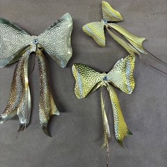 Vintage Home Interiors Trio Brass Metal Bows 1272 3D Set Of 3 MCM Decor