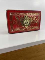Rare Vintage Tindeco DeMets English Toffee, Bright Red Art Deco Butterfly Tin