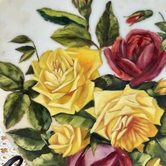 Antique Mount Washington Hand Painted Charger Plate Red Roses Edwardian 15”