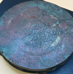 Islamic Seljuk Leaded Copper Etched Dish incised a Kufic inscription