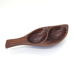 Vtg Granadillo Wood Bowl Trinket Dish Leaf Shape MCM Candy Made in Honduras READ