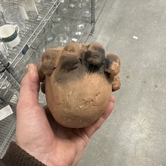 Wilson Handmade Clay Decorative Collectible Brown with Sculpted Faces
