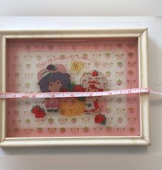 Set 4 Vintage Strawberry Shortcake Reverse Painted Glass Pictures 1980 ORIGINALS