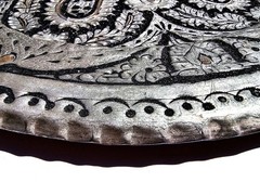 Vintage Islamic Turkish Hand Chased Heavy Hanging Platter, 15 1/2 in x 15 1/2 in