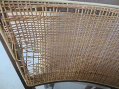 Vintage Stakmore Wooden Folding Chair Cane Back Vinyl Padded Seat