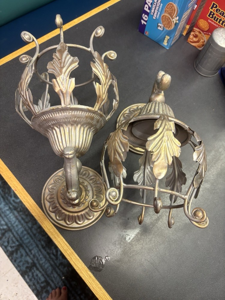Neoclassical Vintage WALL SCONCE Pair Candle Light Plant Holders Garden