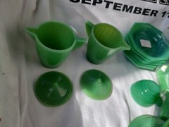 1930’s AKRO AGATE GLASS TOY Teapot Lid 2 1/2″ JADE GREEN JADEITE JADITE