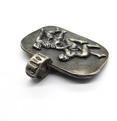 Ancient Roman Erotic Silver Pendant Classical Threesome Relief Artifact Wearable