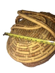 Large Rattan 😊 Wicker Brown Lidded Basket With Handles Fun