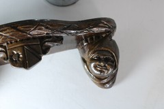 Miniature gothic heads ceramic wall console