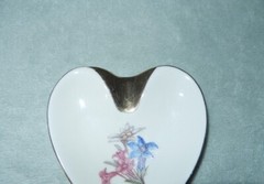 Vintage Cottier Freres Switzerland Floral Heart-Shaped Miniature China Dish-RARE